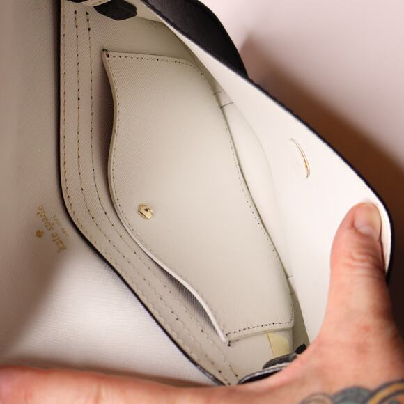 KATE SPADE Cape Drive Jettie Scalloped Black Leather Crossbody Bag Adjustable - Picture 7 of 11